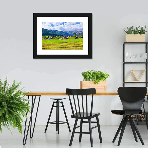 Austrian Village &amp; Meadows Canvas Wall Art-3 Horizontal-Gallery Wrap-25" x 16"-Tiaracle