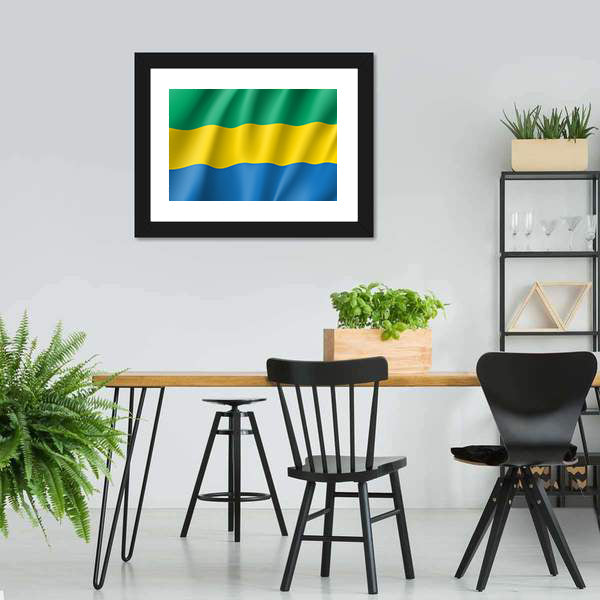 Gabon Flag Canvas Wall Art-5 Horizontal-Gallery Wrap-22" x 12"-Tiaracle