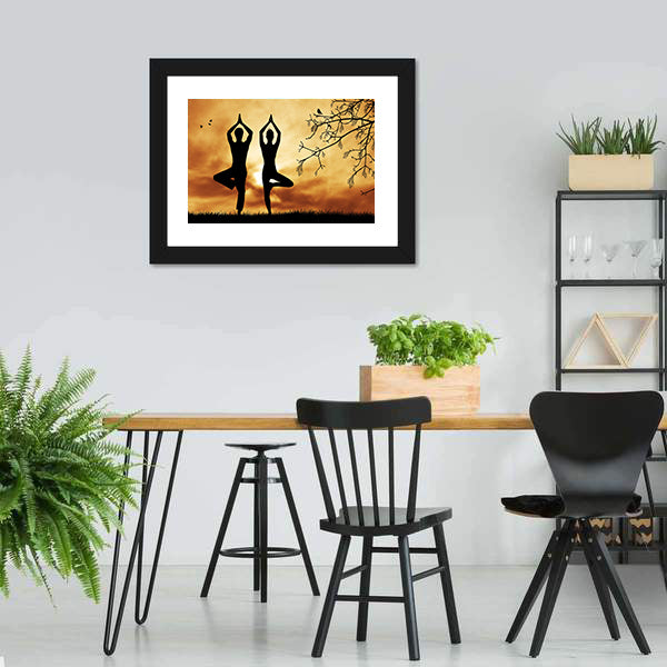 Couple Doing Yoga Canvas Wall Art-5 Horizontal-Gallery Wrap-22" x 12"-Tiaracle