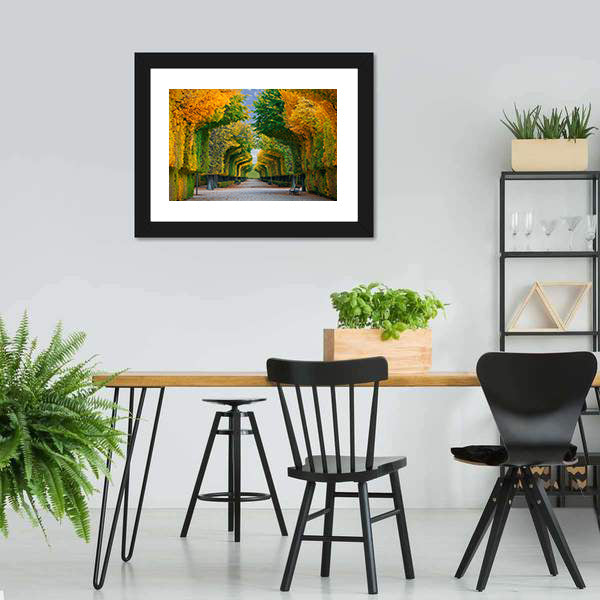Long Road In Autumn Park Canvas Wall Art-5 Horizontal-Gallery Wrap-22" x 12"-Tiaracle