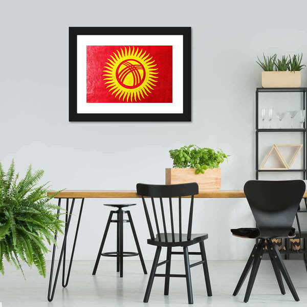 Kyrgyzstan Flag with Tunduk Sun Canvas Wall Art