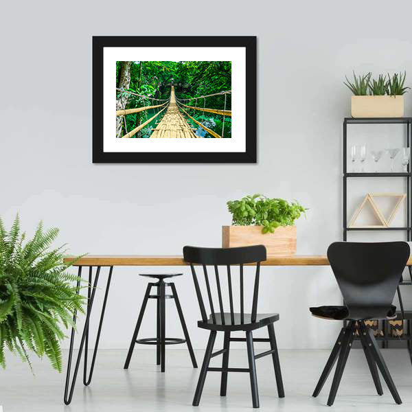 Bamboo Suspension Bridge Canvas Wall Art-3 Horizontal-Gallery Wrap-25" x 16"-Tiaracle