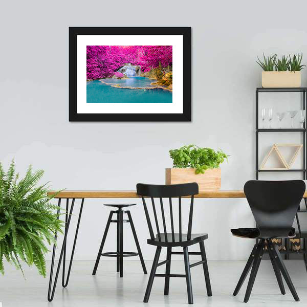 Erawan Waterfall Thailand Canvas Wall Art-5 Horizontal-Gallery Wrap-22" x 12"-Tiaracle
