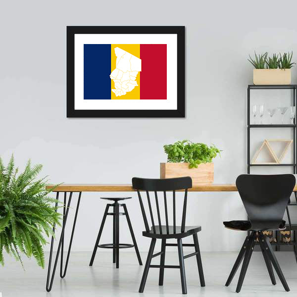Map In Chad Flag Canvas Wall Art-5 Horizontal-Gallery Wrap-22" x 12"-Tiaracle