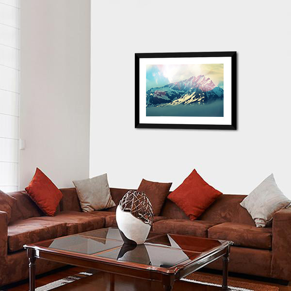 Majestic Mountain Peak in Bright Light Canvas Wall Art
