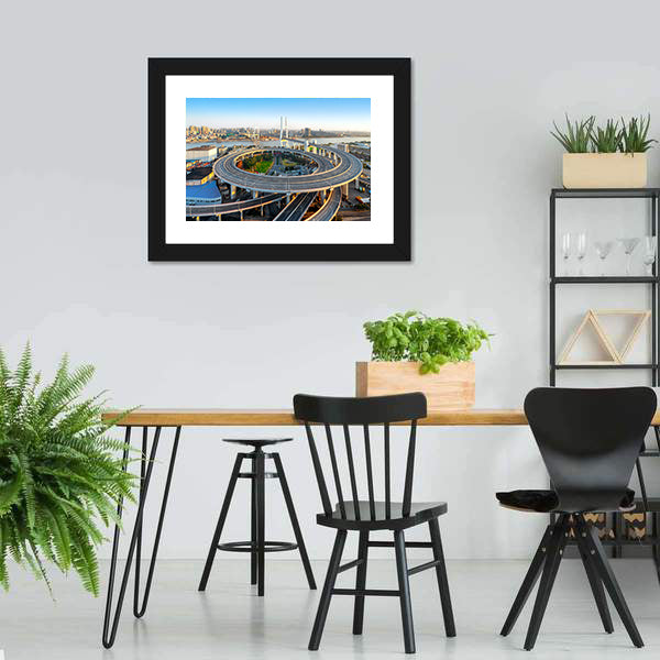 Nanpu Bridge Aerial Interchange View Canvas Wall Art