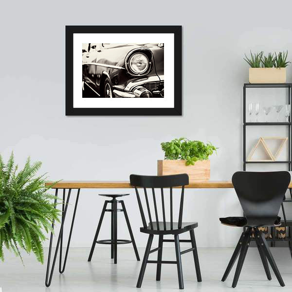 Classic Car Headlight Canvas Wall Art-3 Horizontal-Gallery Wrap-25" x 16"-Tiaracle