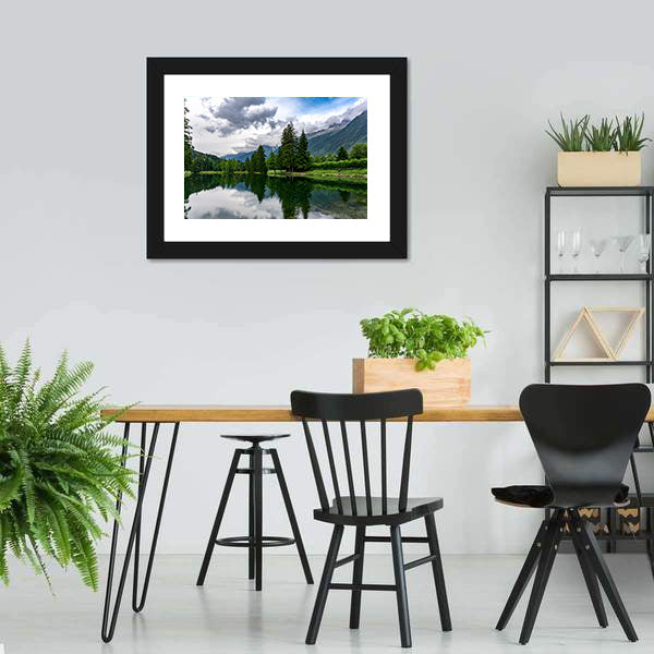 Lake Gaillands With Mont Blanc Canvas Wall Art-3 Horizontal-Gallery Wrap-25" x 16"-Tiaracle