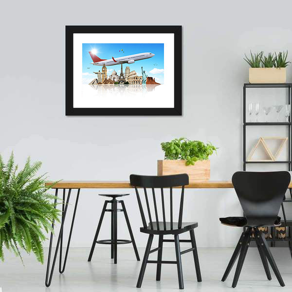 Famous Monuments Of The World Canvas Wall Art-5 Horizontal-Gallery Wrap-22" x 12"-Tiaracle