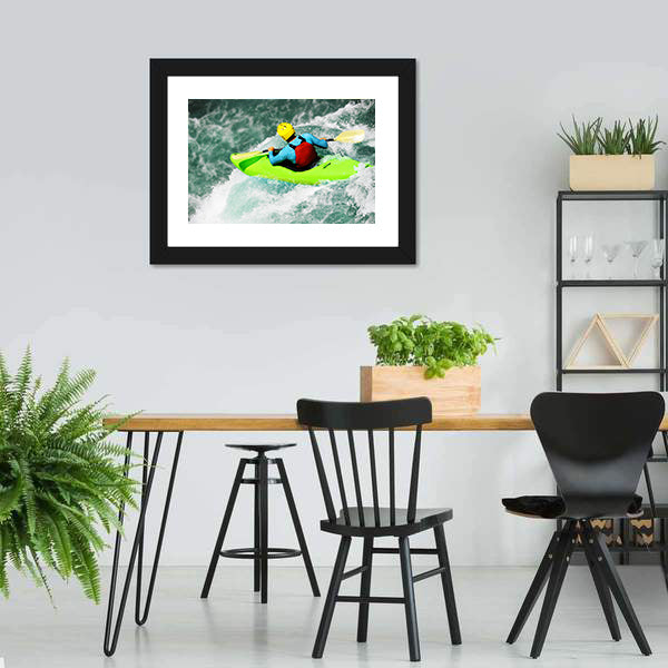 Kayaking in Extreme Fall Canvas Wall Art-3 Horizontal-Gallery Wrap-25" x 16"-Tiaracle