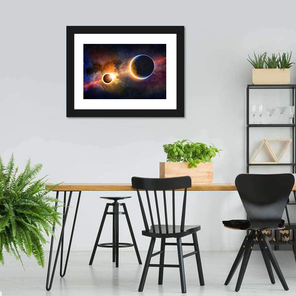 Glowing Planet Earth in Space Canvas Wall Art