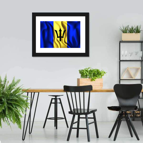 Flag Of Barbados Canvas Wall Art-5 Horizontal-Gallery Wrap-22" x 12"-Tiaracle