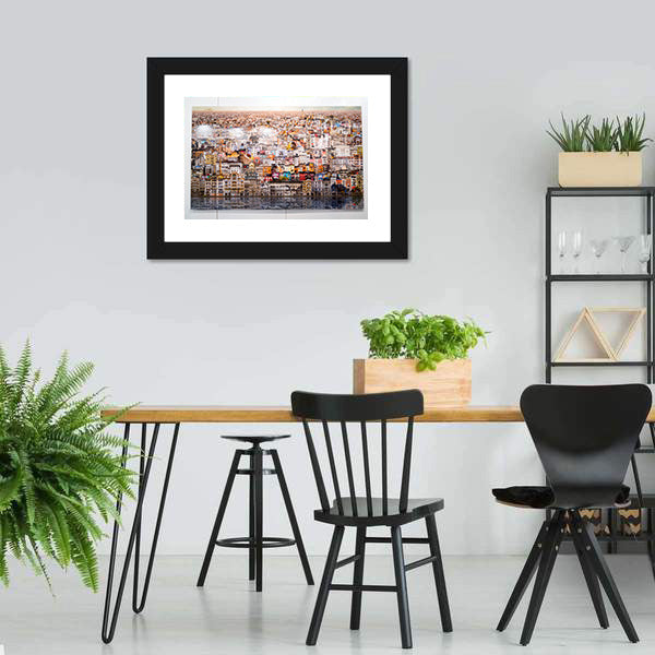Istanbul Skyline with Water Reflection Canvas Wall Art