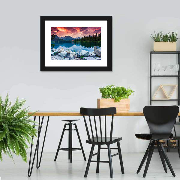 Mountain Lake In National Park High Tatra Canvas Wall Art-5 Horizontal-Gallery Wrap-22" x 12"-Tiaracle
