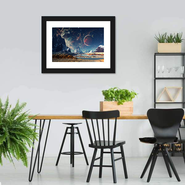 Big Planets with Icy Mountains Canvas Wall Art
