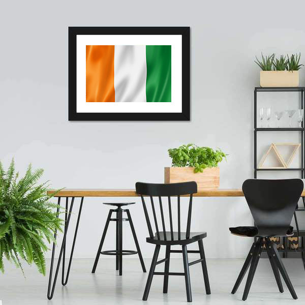 Ivory Coast Flag with Rippling Fabric Canvas Wall Art