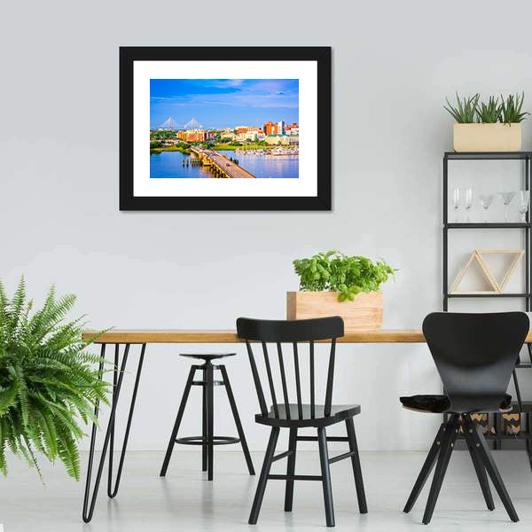 Charleston Skyline & Ashley River Canvas Wall Art-5 Horizontal-Gallery Wrap-22" x 12"-Tiaracle