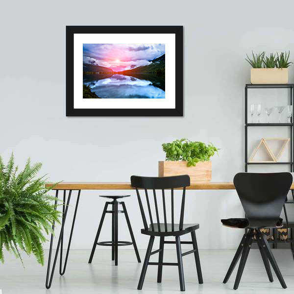 Norwegian Lake at Sunset Canvas Wall Art