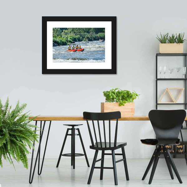 Family Rafting In River Canvas Wall Art-5 Horizontal-Gallery Wrap-22" x 12"-Tiaracle
