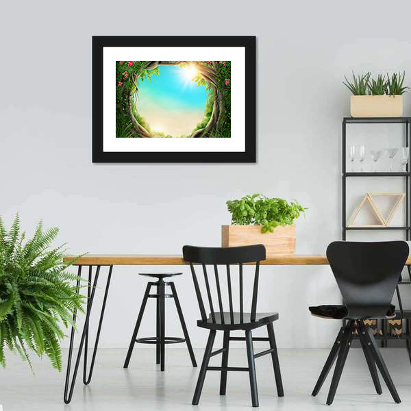 Enchanted Spring Forest with Sunbeams Canvas Wall Art