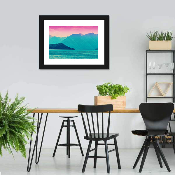 Alpine Mountains And Como Lake Canvas Wall Art-3 Horizontal-Gallery Wrap-25" x 16"-Tiaracle