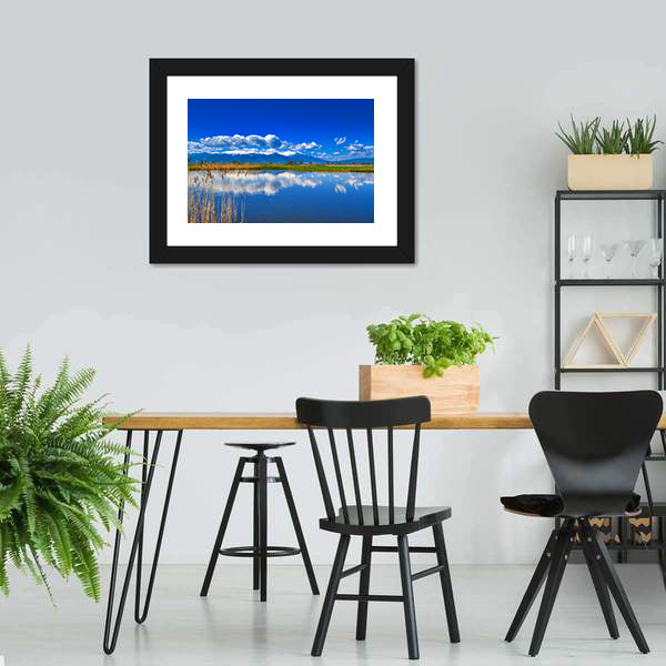 Snow-capped Mountain Lake with Reflections Canvas Wall Art