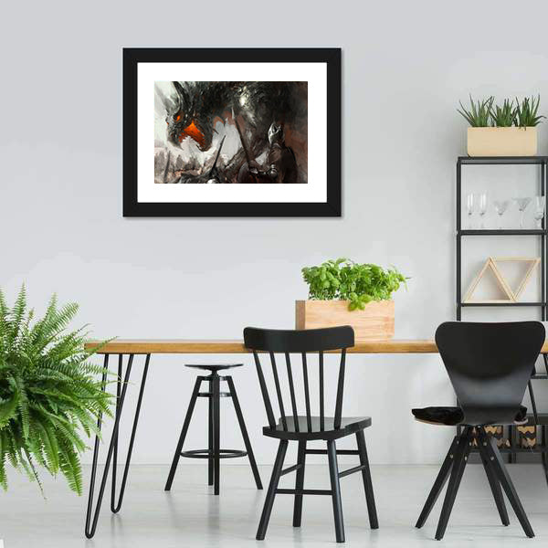 Knights Hunting Dragon Canvas Wall Art