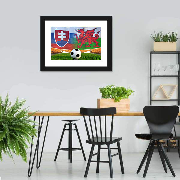 Football Slovakia And Welsh Canvas Wall Art-5 Horizontal-Gallery Wrap-22&quot; x 12&quot;-Tiaracle