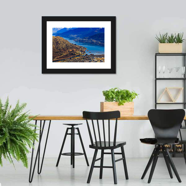 Aerial View Of Frankton And Lake Wakatipu Mountain Canvas Wall Art-5 Horizontal-Gallery Wrap-22" x 12"-Tiaracle