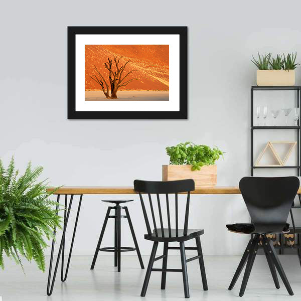 Dead Acacia Tree Against Red Sand Dune  Namibia Canvas Wall Art