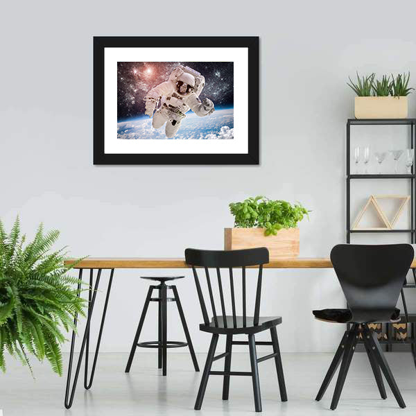 Astronaut In Space Canvas Wall Art-5 Horizontal-Gallery Wrap-22" x 12"-Tiaracle