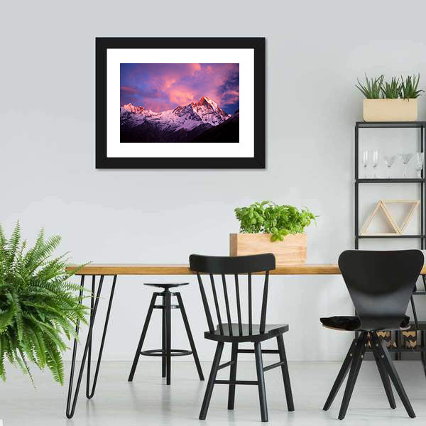 Mount Machhapuchhre At Sunset Canvas Wall Art-5 Horizontal-Gallery Wrap-22" x 12"-Tiaracle