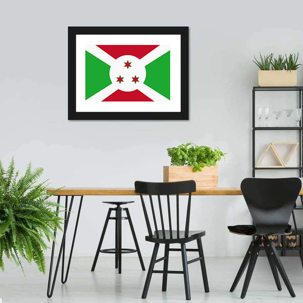 Flag Of Burundi Canvas Wall Art-5 Horizontal-Gallery Wrap-22" x 12"-Tiaracle