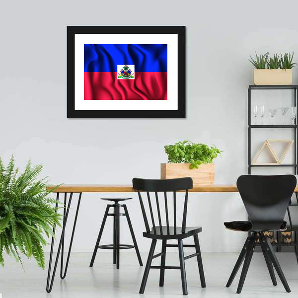 Flag Of Haiti Canvas Wall Art-5 Horizontal-Gallery Wrap-22" x 12"-Tiaracle