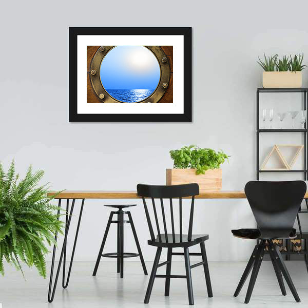 Boat Porthole With Ocean Canvas Wall Art-3 Horizontal-Gallery Wrap-25" x 16"-Tiaracle
