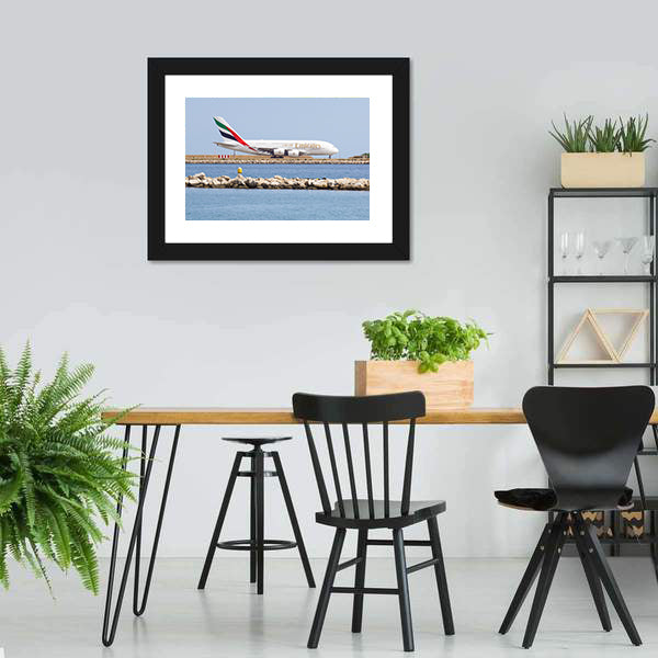 Emirates Passenger Plane Canvas Wall Art-5 Horizontal-Gallery Wrap-22" x 12"-Tiaracle