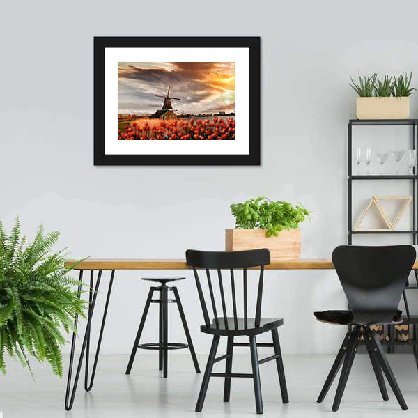 Dutch Windmills Amsterdam Canvas Wall Art-3 Horizontal-Gallery Wrap-25" x 16"-Tiaracle