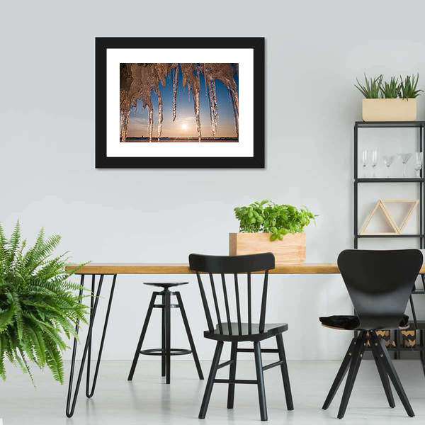 Ice With Icicle Sky Canvas Wall Art-5 Horizontal-Gallery Wrap-22" x 12"-Tiaracle