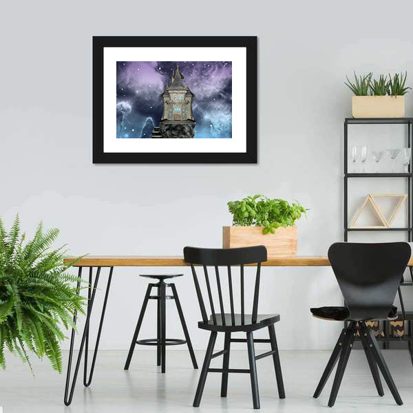 Fairy Tale Castle on a Rocky Island Canvas Wall Art