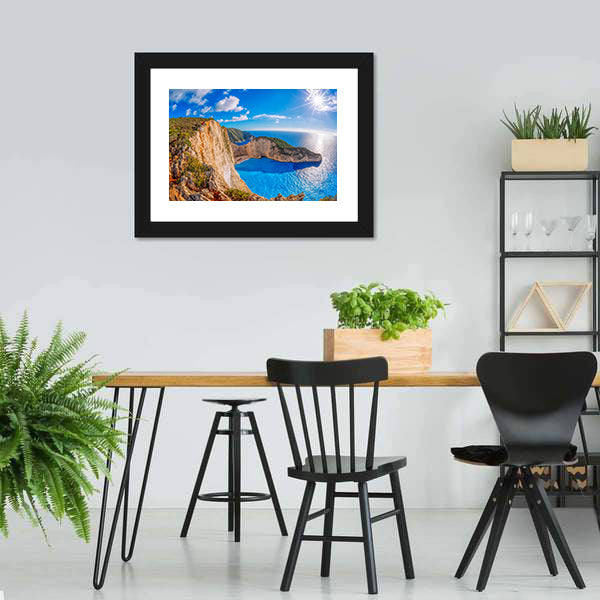 Navagio Beach With Shipwreck Greece Canvas Wall Art-5 Horizontal-Gallery Wrap-22" x 12"-Tiaracle