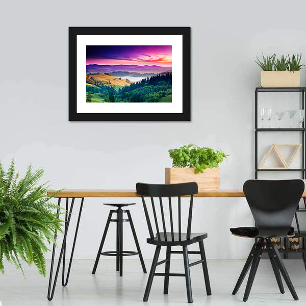 Fantastic Morning Mountain Landscape Canvas Wall Art-3 Horizontal-Gallery Wrap-25" x 16"-Tiaracle