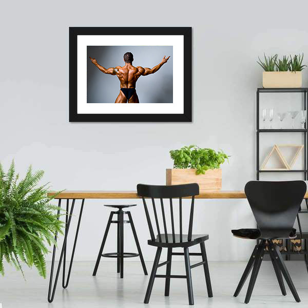 Bodybuilder Showing His Biceps Canvas Wall Art-5 Horizontal-Gallery Wrap-22" x 12"-Tiaracle