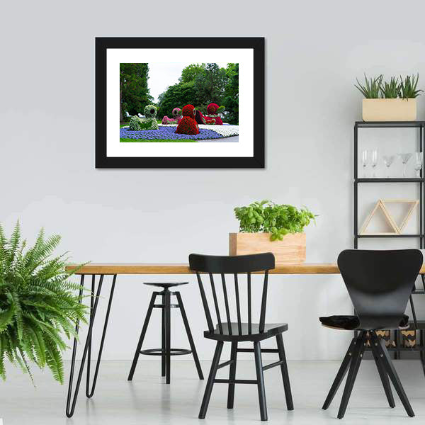 Floral Figures Of Ducks Canvas Wall Art-5 Horizontal-Gallery Wrap-22" x 12"-Tiaracle