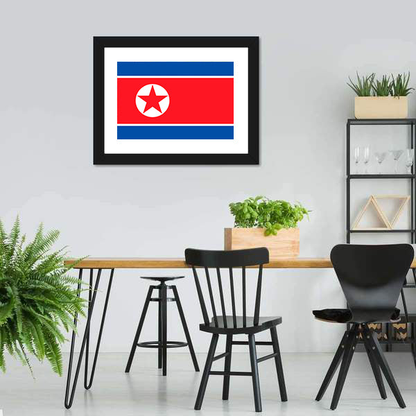 Flag Of North Korea Canvas Wall Art-5 Horizontal-Gallery Wrap-22" x 12"-Tiaracle