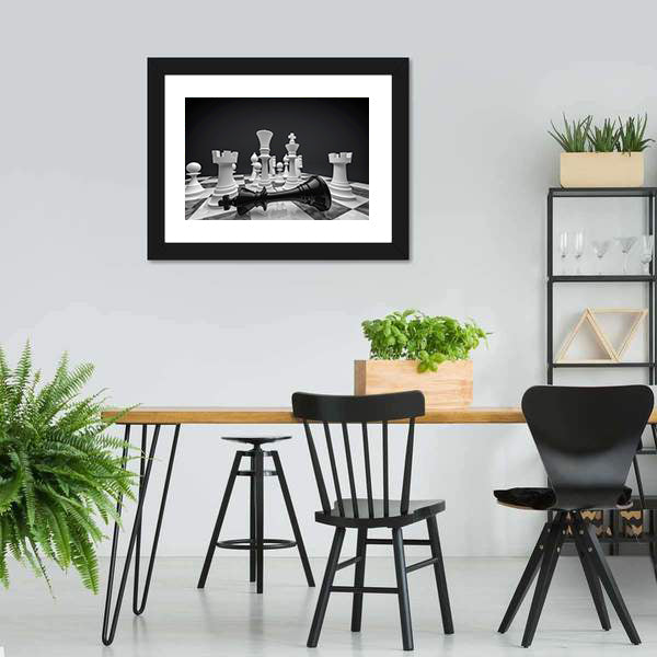Chess White Wins Canvas Wall Art-5 Horizontal-Gallery Wrap-22&quot; x 12&quot;-Tiaracle