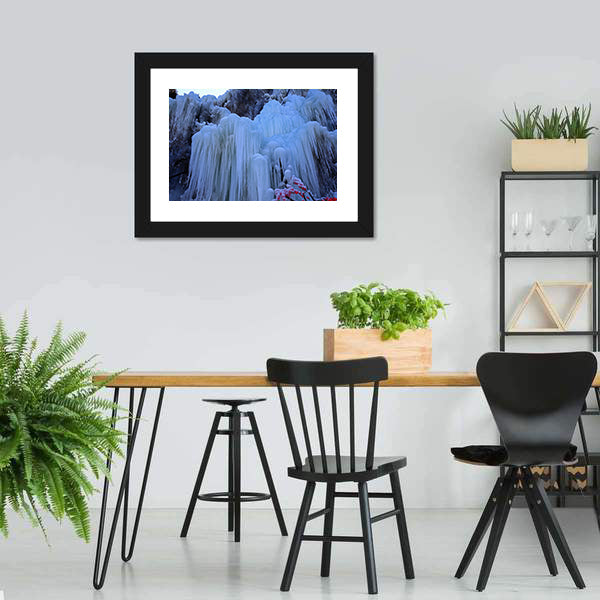 Ice Waterfall in Winter Canvas Wall Art
