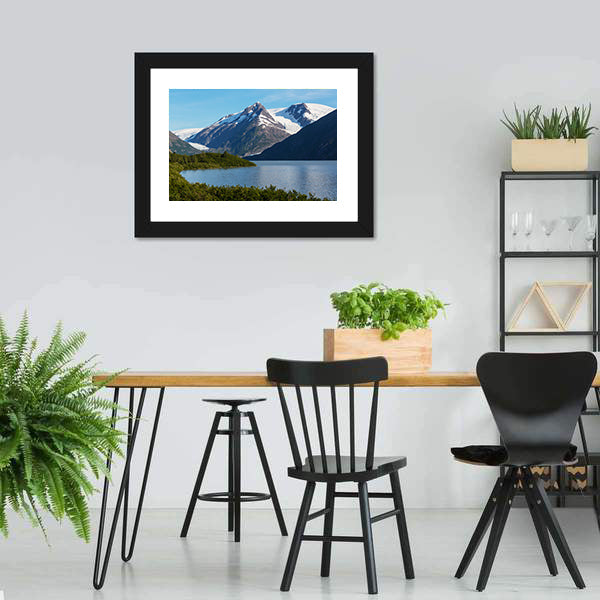Lake Near Alaska Mountains Canvas Wall Art-3 Horizontal-Gallery Wrap-25" x 16"-Tiaracle