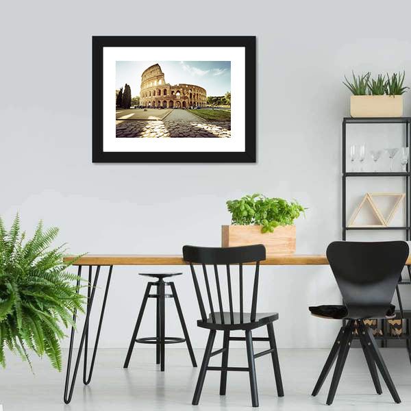 Colosseum In Rome And Morning Sun Italy Canvas Wall Art-5 Horizontal-Gallery Wrap-22" x 12"-Tiaracle