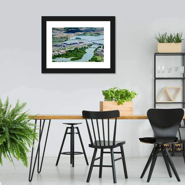 Cargo Ships Passing Through Miraflores Locks At Panama Canvas Wall Art