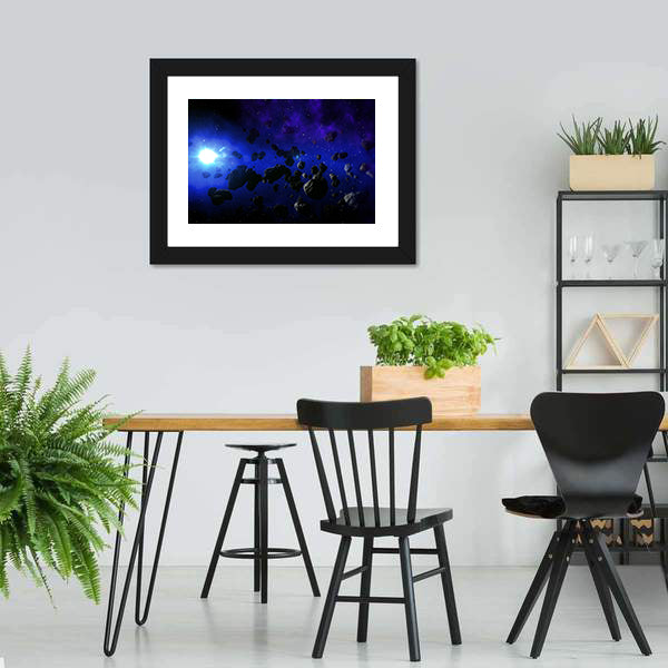 Cold Star With The Flying Asteroids Canvas Wall Art-3 Horizontal-Gallery Wrap-25" x 16"-Tiaracle